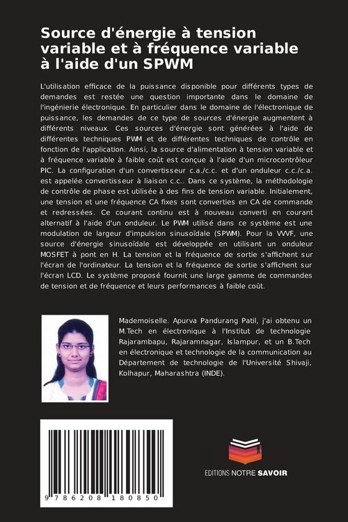 Produktbild: Source d'&eacute;nergie &agrave; tension variable et &agrave; fr&eacute;quence variable &agrave; l'aide d'un SPWM