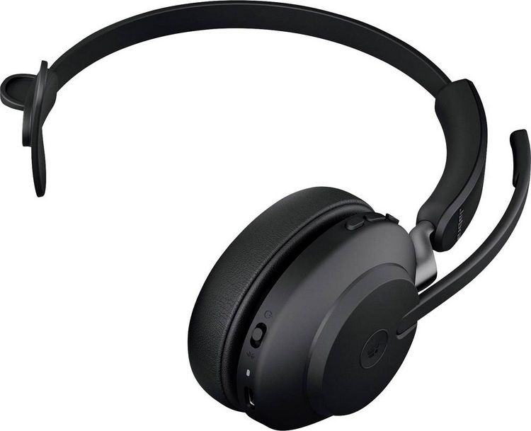 Produktbild: Jabra Evolve2 65 monaural On Ear Headset Bluetooth&reg; Mono Schwarz Lautst&auml;rkeregelung, Batterieladeanzeige, Mikrofon-Stummschaltung Telefon