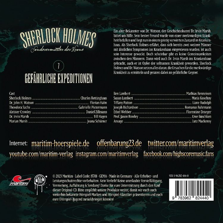 Produktbild: Sherlock Holmes - Gef&auml;hrliche Expeditionen,1 Audio-CD