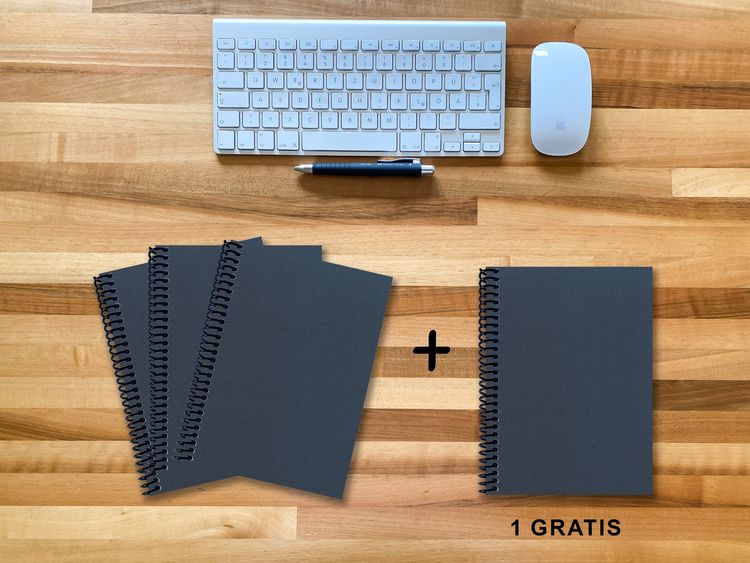 Produktbild: A 5 Notizbuch - Set, 3+1 gratis, Luxury 80 Seiten BLAU NEW LAPISLAZULI GLITTER-OPTIK, punktiert 20x20mm