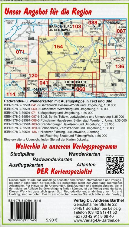Produktbild: Gro&szlig;e Radwander- und Wanderkarte Hoher Fl&auml;ming, Bad Belzig, Beelitz und Umgebung 1 : 50 000