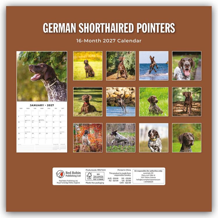 Produktbild: German Shorthaired Pointers &ndash; Deutscher Kurzhaar &ndash; Deutscher Kurzhaariger Vorstehhund 2027 &ndash; 16-Monatskalender