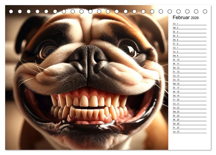 Produktbild: Grinsende Tiere - Tierportr&auml;ts von der KI zum L&auml;cheln gebracht (Tischkalender 2026 DIN A5 quer), CALVENDO Monatskalender