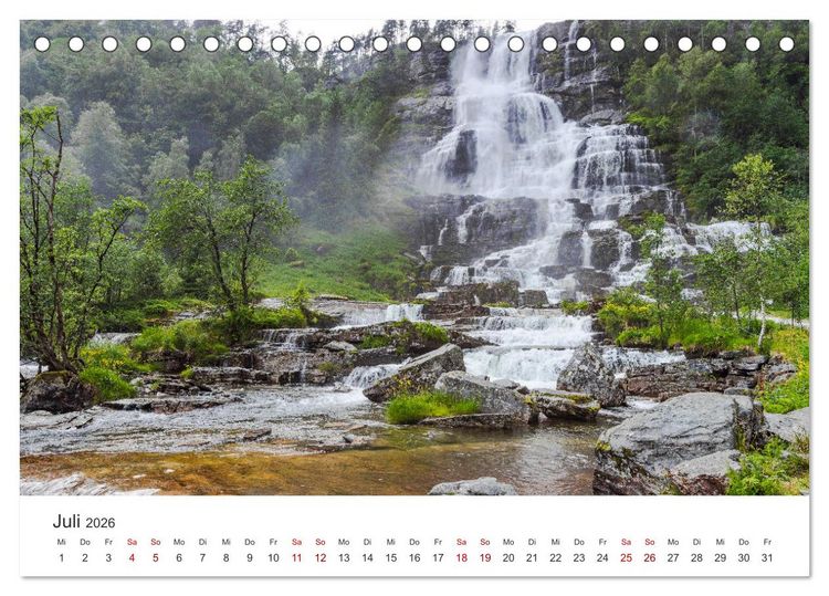 Produktbild: Wasserf&auml;lle in Norwegen (Tischkalender 2026 DIN A5 quer), CALVENDO Monatskalender