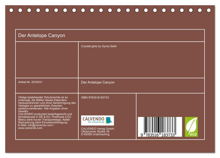 Produktbild: Der Antelope Canyon (Tischkalender 2026 DIN A5 quer), CALVENDO Monatskalender