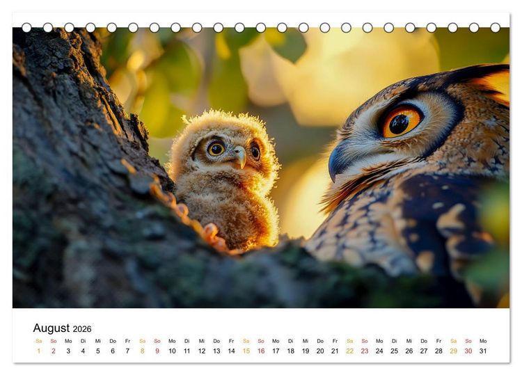 Produktbild: Im Reich der Eulen (Tischkalender 2026 DIN A5 quer), CALVENDO Monatskalender