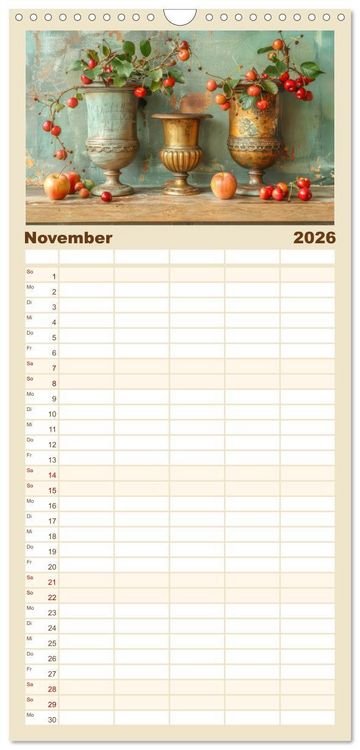Produktbild: Familienplaner 2026 - Lichtvolle Stillleben mit 5 Spalten (Wandkalender, 21 x 45 cm) CALVENDO