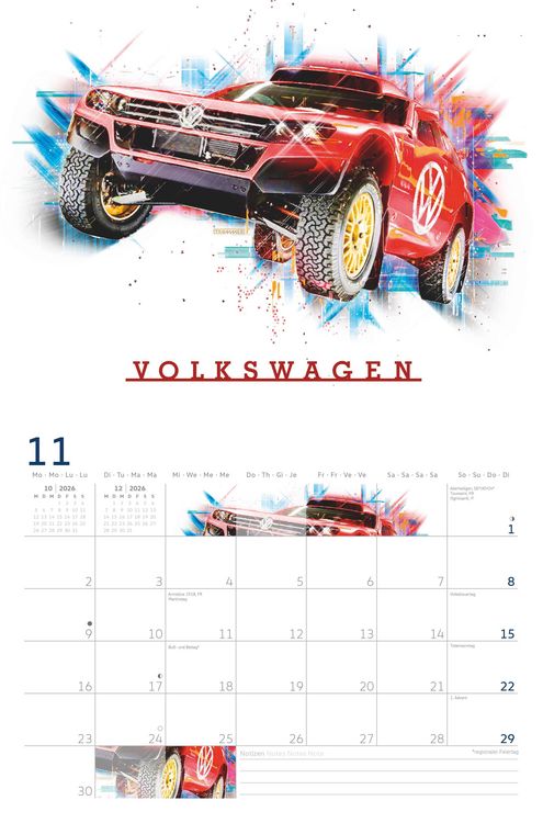 Produktbild: VW Broschürenkalender 2026 mit Illustrationen