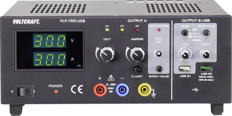 Produktbild: VOLTCRAFT VLP-1303 USB Labornetzger&auml;t, einstellbar 0 - 30 V 0.01 - 3 A 123 W OVP Anzahl Ausg&auml;nge 3 x