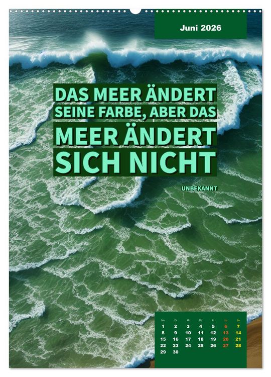 Produktbild: Verr&uuml;ckt nach MEER - Wellen - Strand - Zitate (Wandkalender 2026 DIN A2 hoch), CALVENDO Monatskalender