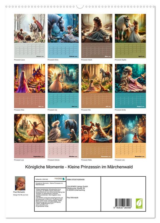 Produktbild: K&ouml;nigliche Momente - Kleine Prinzessin im M&auml;rchenwald (hochwertiger Premium Wandkalender 2026 DIN A2 hoch), Kunstdruck in Hochglanz
