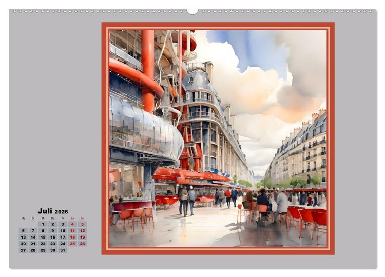 Produktbild: KI spaziert durch Paris (hochwertiger Premium Wandkalender 2026 DIN A2 quer), Kunstdruck in Hochglanz