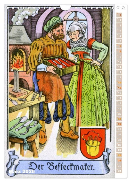 Produktbild: Altes Handwerk: Historische Zeichnungen neu entdeckt (Wandkalender 2026 DIN A4 hoch), CALVENDO Monatskalender