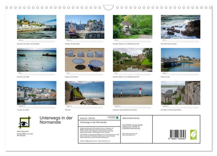 Produktbild: Unterwegs in der Normandie (Wandkalender 2026 DIN A3 quer), CALVENDO Monatskalender