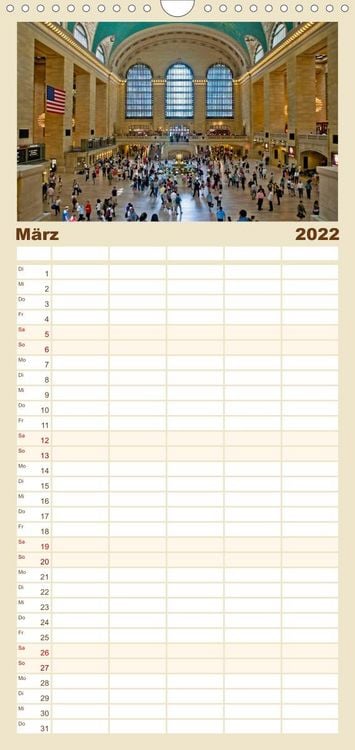 Produktbild: Familienplaner Ansichten einer Stadt: New York (Wandkalender 2022 , 21 cm x 45 cm, hoch)