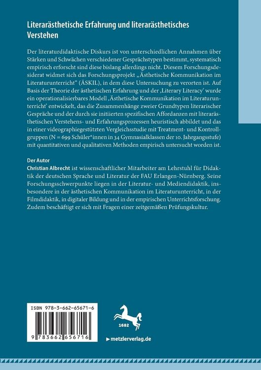Produktbild: Literar&auml;sthetische Erfahrung und literar&auml;sthetisches Verstehen