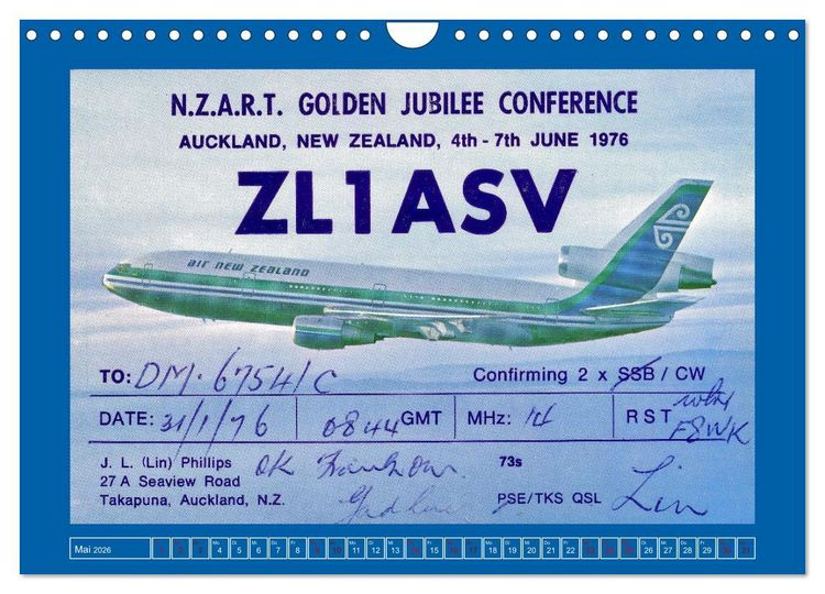 Produktbild: &Uuml;ber den Wolken - Flugzeuge des 20. Jahrhunderts auf Amateurfunkkarten (Wandkalender 2026 DIN A4 quer), CALVENDO Monatskalender