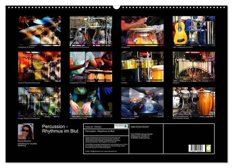 Produktbild: Percussion - Rhythmus im Blut (Wandkalender 2026 DIN A2 quer), CALVENDO Monatskalender