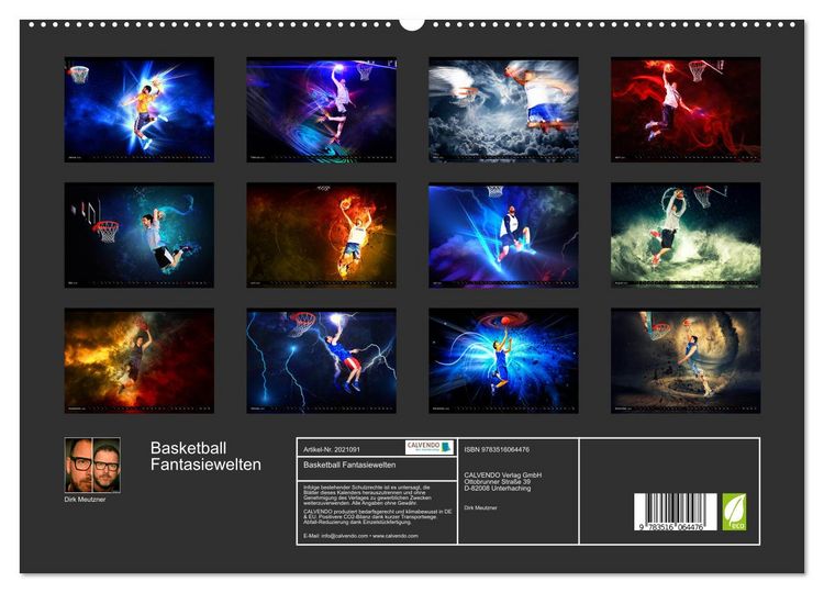 Produktbild: Basketball Fantasiewelten (hochwertiger Premium Wandkalender 2026 DIN A2 quer), Kunstdruck in Hochglanz