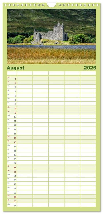 Produktbild: Familienplaner 2026 - Schottlands Castles - Zeugen der Vergangenheit mit 5 Spalten (Wandkalender, 21 x 45 cm) CALVENDO
