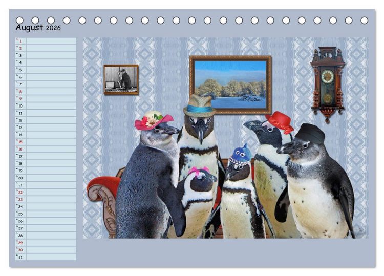 Produktbild: Pinguine privat Planer (Tischkalender 2026 DIN A5 quer), CALVENDO Monatskalender