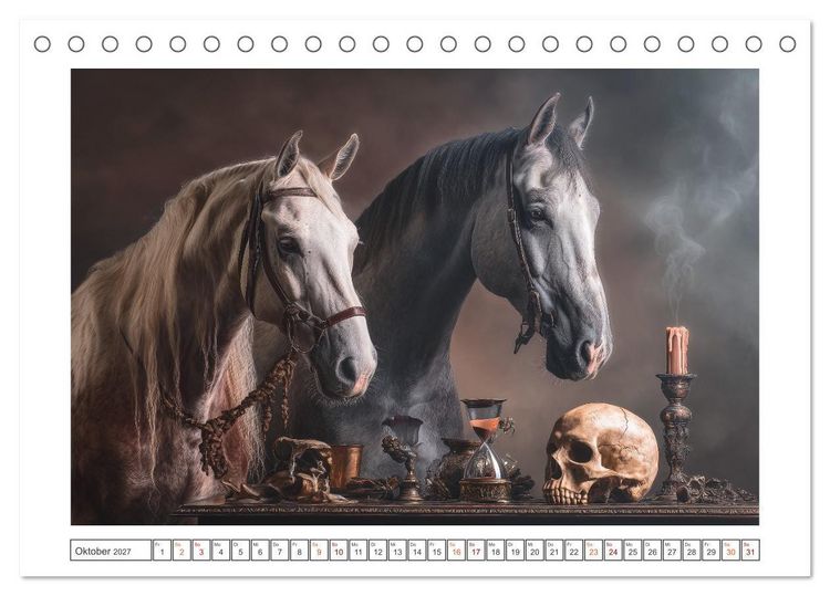 Produktbild: Pferde wie gemalt (Tischkalender 2027 DIN A5 quer), CALVENDO Monatskalender