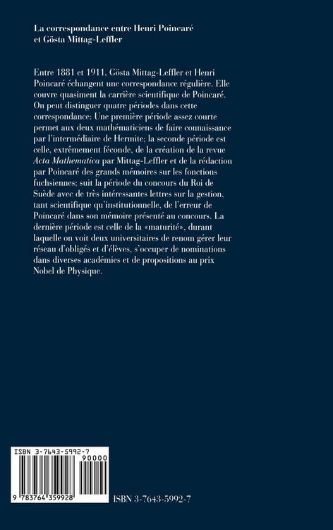 Produktbild: La Correspondance entre Henri Poincar&eacute; et G&ouml;sta Mittag-Leffler