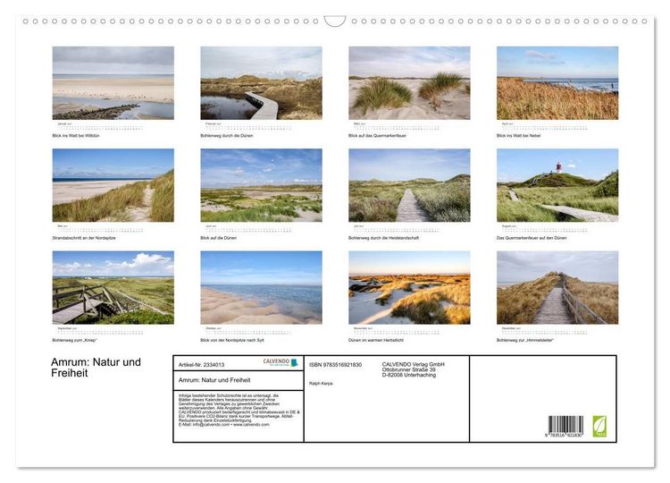 Produktbild: Amrum: Natur und Freiheit (Wandkalender 2027 DIN A2 quer), CALVENDO Monatskalender