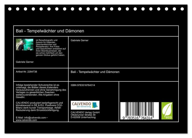 Produktbild: Bali - Tempelw&auml;chter und D&auml;monen (Tischkalender 2027 DIN A5 quer), CALVENDO Monatskalender