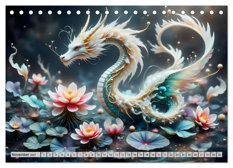Produktbild: Lotus blossom dragons (Desk Calendar 2027 DIN A5 landscape), CALVENDO 12 Month DeskCalendar