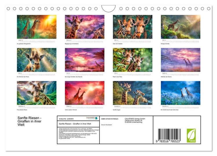 Produktbild: Sanfte Riesen - Giraffen in ihrer Welt (Wandkalender 2027 DIN A4 quer), CALVENDO Monatskalender