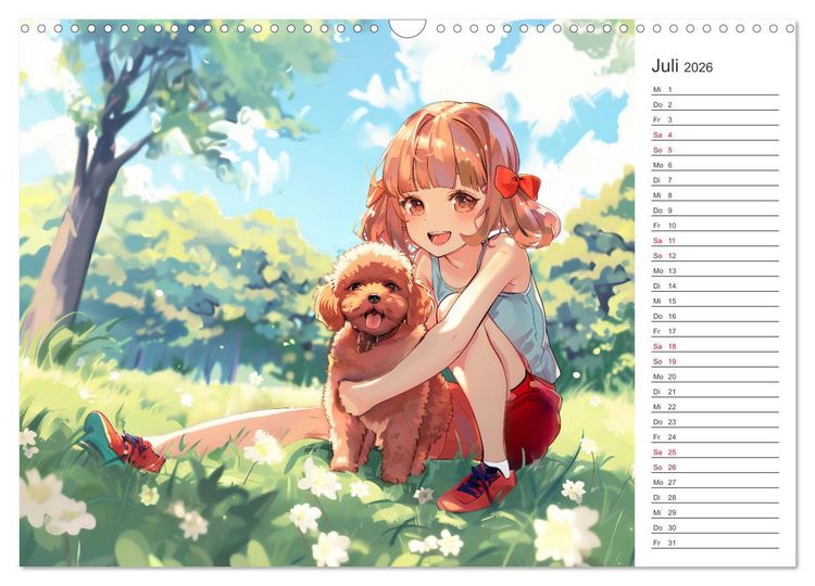 Produktbild: Anime-Freunde - Terminplaner mit niedlichen Tierfreundschaften (Wandkalender 2026 DIN A3 quer), CALVENDO Monatskalender