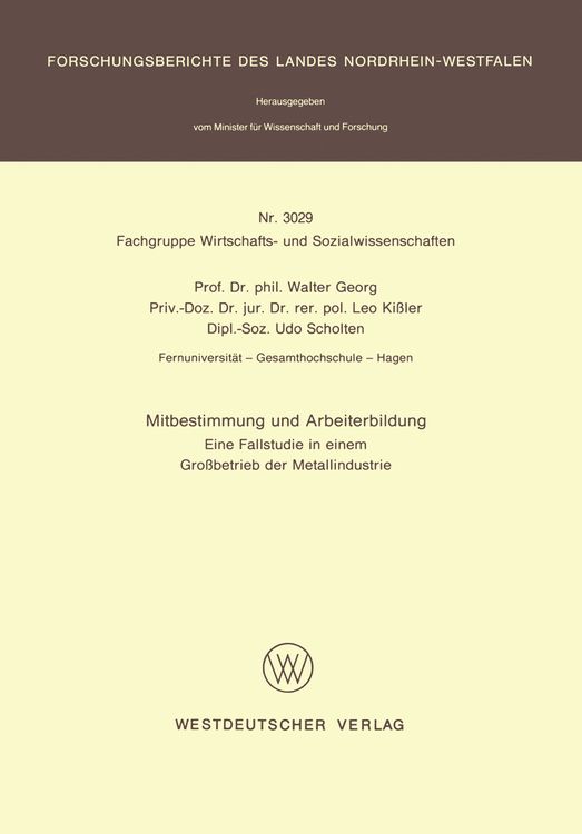 Produktbild: Mitbestimmung und Arbeiterbildung
