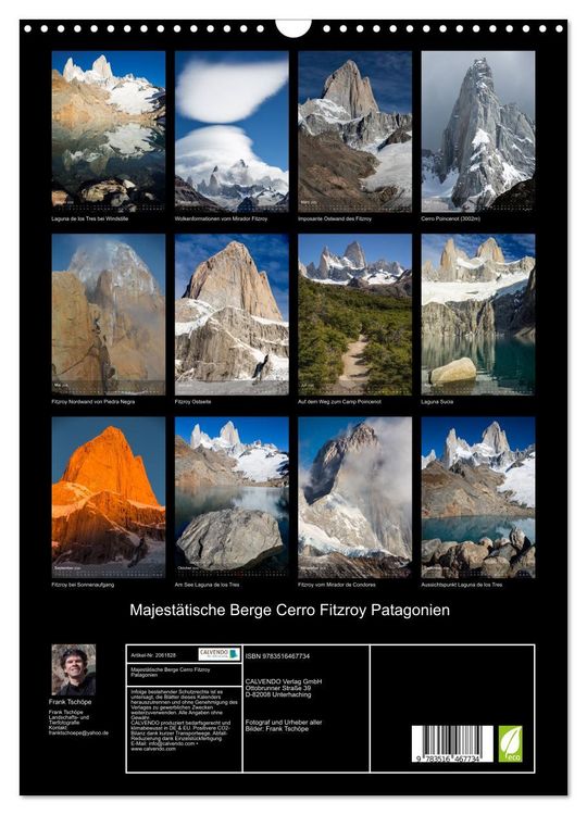 Produktbild: Majest&auml;tische Berge Cerro Fitzroy Patagonien (Wandkalender 2026 DIN A3 hoch), CALVENDO Monatskalender