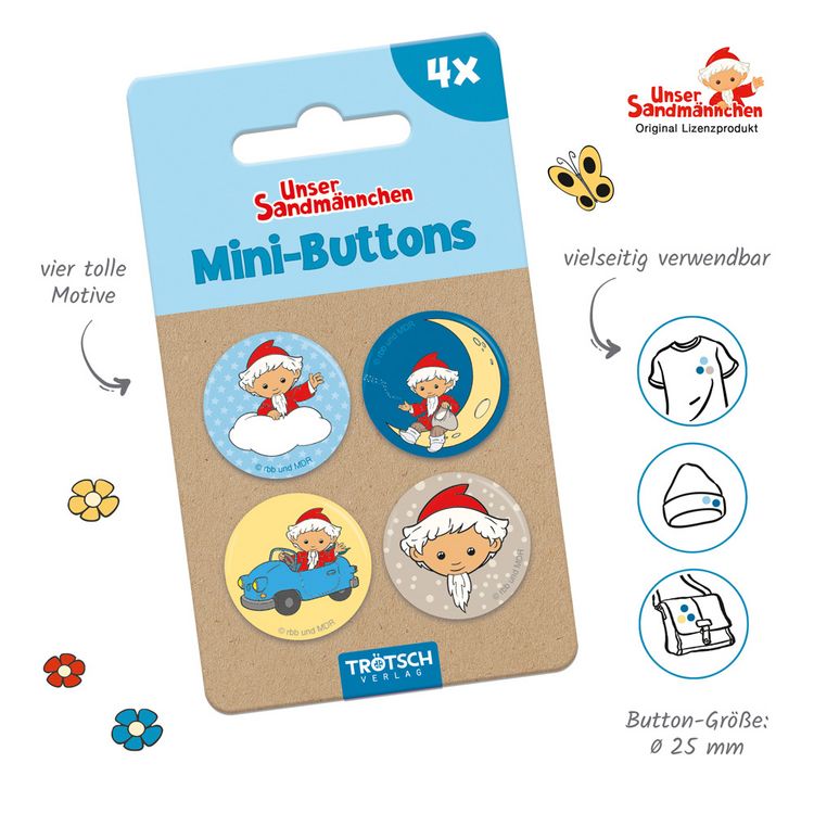 Produktbild: Tr&ouml;tsch Unser Sandm&auml;nnchen Mini-Buttons 4er Set Sandmann