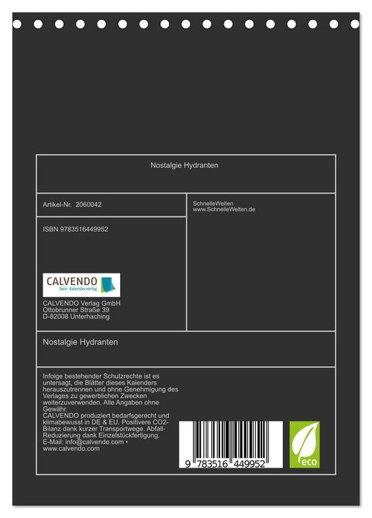 Produktbild: Nostalgie Hydranten (Tischkalender 2026 DIN A5 hoch), CALVENDO Monatskalender