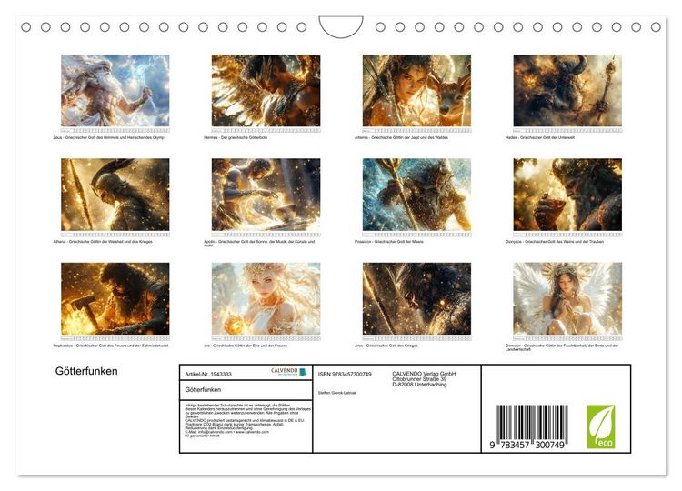 Produktbild: G&ouml;tterfunken (Wandkalender 2026 DIN A4 quer), CALVENDO Monatskalender