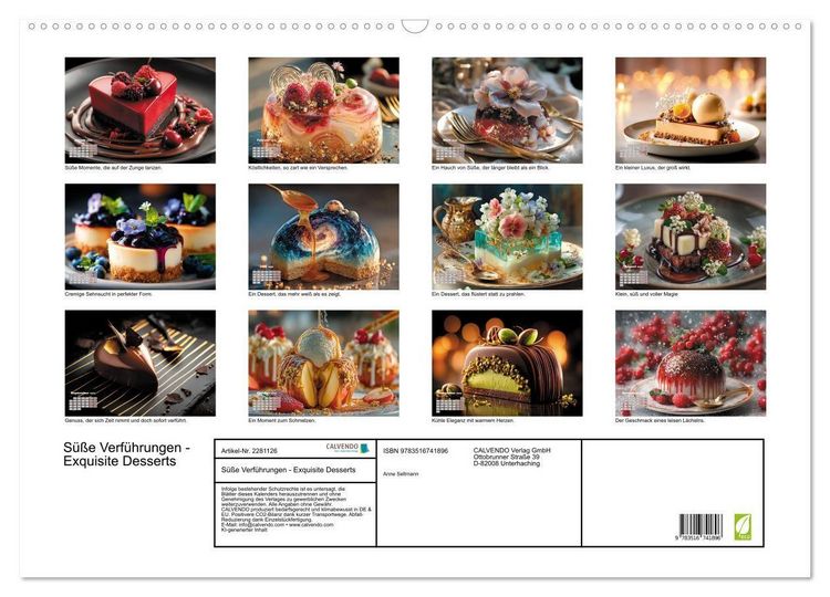 Produktbild: S&uuml;&szlig;e Verf&uuml;hrungen - Exquisite Desserts (Wandkalender 2026 DIN A2 quer), CALVENDO Monatskalender