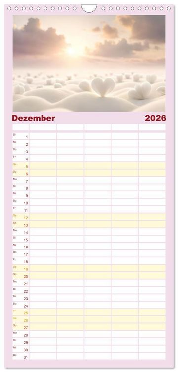 Produktbild: Familienplaner 2026 - Romantischer Terminkalender mit 5 Spalten (Wandkalender, 21 x 45 cm) CALVENDO