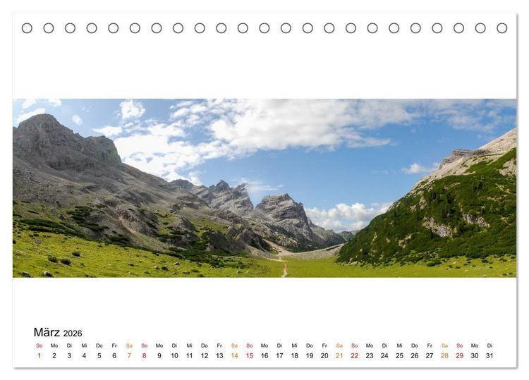 Produktbild: Der Dolomiten H&ouml;henweg EINS in Panoramabildern (Tischkalender 2026 DIN A5 quer), CALVENDO Monatskalender