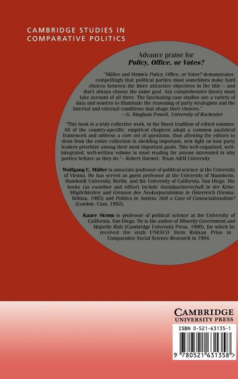 Produktbild: Policy, Office, or Votes?
