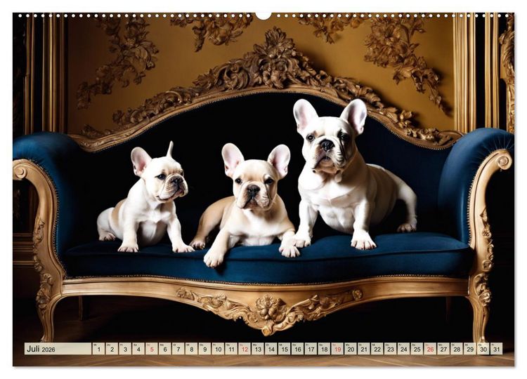 Produktbild: Kleine K&ouml;nige - Franz&ouml;sische Bulldoggen (Wandkalender 2026 DIN A2 quer), CALVENDO Monatskalender
