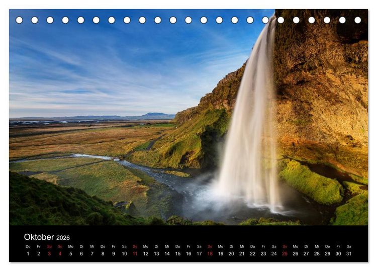 Produktbild: Island - einzigartige Landschaften (Tischkalender 2026 DIN A5 quer), CALVENDO Monatskalender