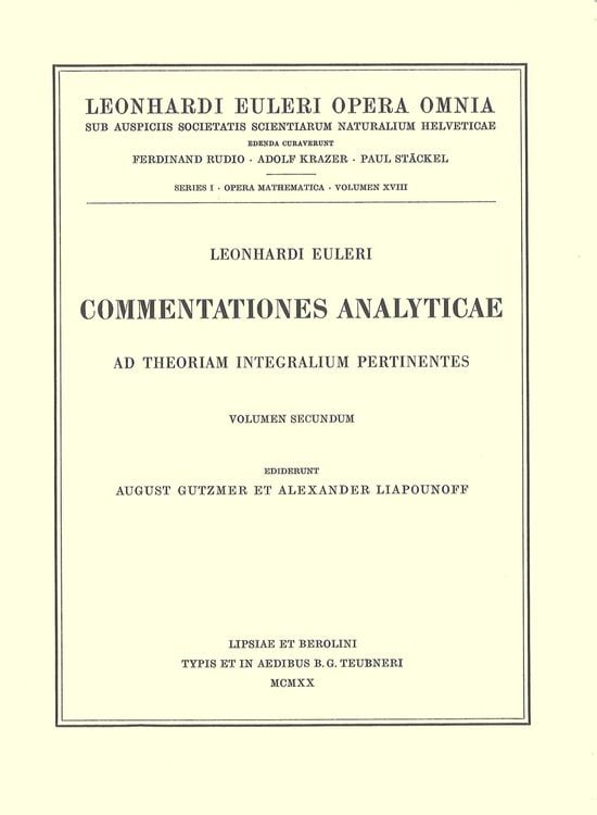 Produktbild: Commentationes analyticae ad theoriam integralium ellipticorum pertinentes 1st part