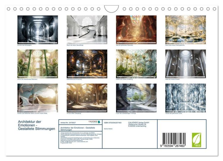 Produktbild: Architektur der Emotionen - Gestaltete Stimmungen (Wandkalender 2027 DIN A4 quer), CALVENDO Monatskalender