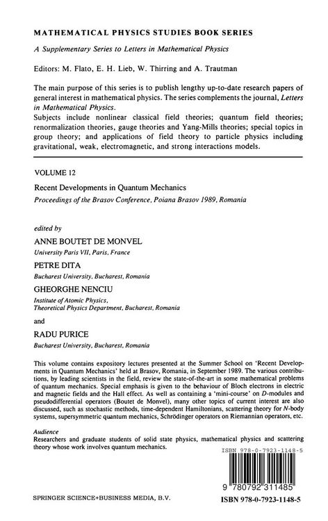 Produktbild: Recent Developments in Quantum Mechanics