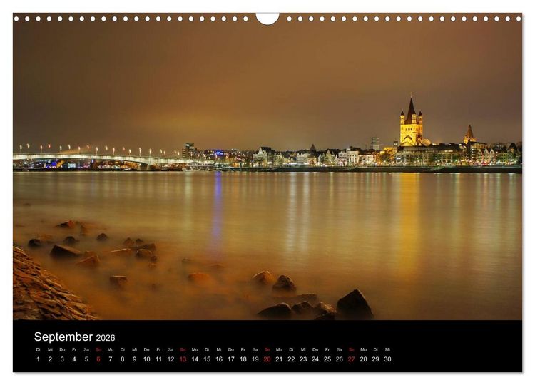 Produktbild: k&ouml;ln dunkel bunt - Die Stadt in anderem Licht! (Wandkalender 2026 DIN A3 quer), CALVENDO Monatskalender