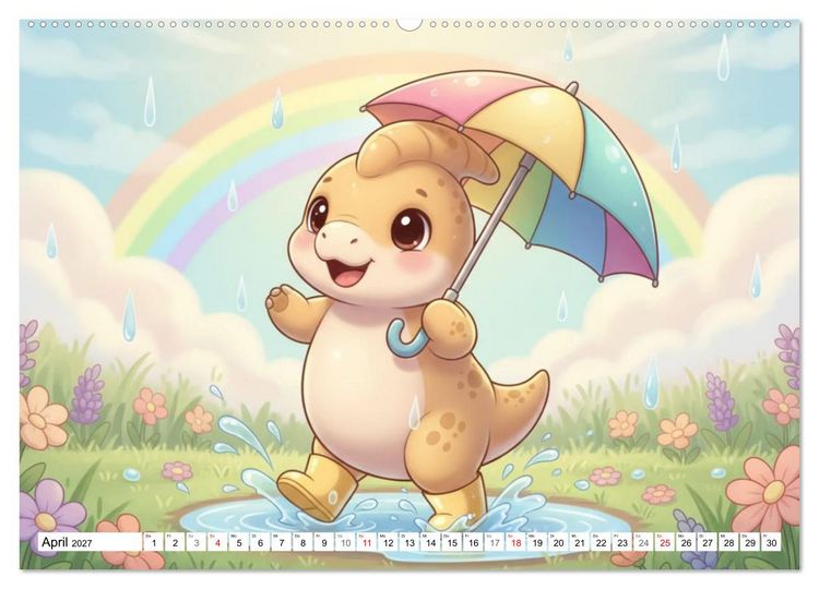 Produktbild: Dino-Babys Jahresreise (hochwertiger Premium Wandkalender 2027 DIN A2 quer), Kunstdruck in Hochglanz