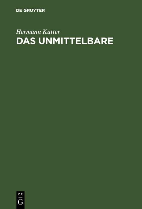 Produktbild: Das Unmittelbare