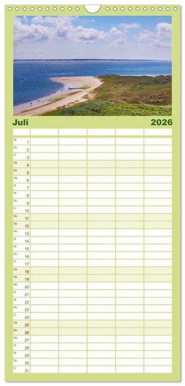 Produktbild: Familienplaner 2026 - Magisches Sylt mit 5 Spalten (Wandkalender, 21 x 45 cm) CALVENDO